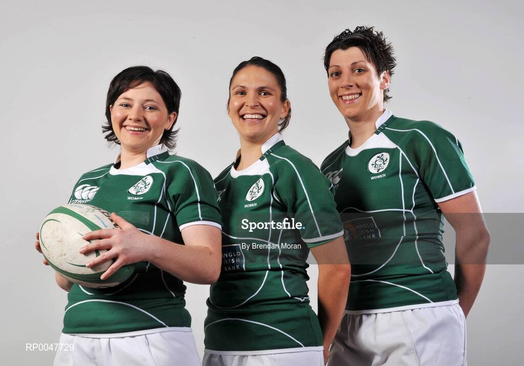 17 April 2008; A new series focusing on Irish women involved in sport at the highest level begins on Setanta Ireland on Monday April 21st next. 'Winning Women' will be broadcast at 9.30pm. The series celebrates young Irish women sports stars and examines life on and off the competitive field. Pictured, from left are, Ireland players Yvonne Nolan, Tania Rosser and Orla Brennan. Digital Exchange, The Digital Hub, Crane Street, Dublin. Picture credit: Brendan Moran / SPORTSFILE