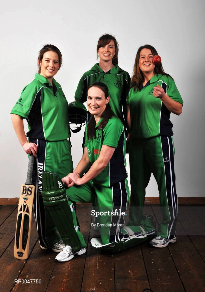17 April 2008; A new series focusing on Irish women involved in sport at the highest level begins on Setanta Ireland on Monday April 21st next. 'Winning Women' will be broadcast at 9.30pm. The series celebrates young Irish women sports stars and examines life on and off the competitive field. Pictured are Ireland cricketers, from left, Cecilia Joyce, Heather and Jill Whelan and Isobel Joyce. Digital Exchange, The Digital Hub, Crane Street, Dublin. Picture credit: Brendan Moran / SPORTSFILE  *** Local Caption ***