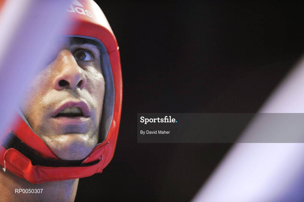 12 April 2008; Ireland’s Kenneth Egan, Light Heavy weight 91kg, celebrates after winning gold after victory over Kennedy Katende, Sweden, during the final at the final Olympic Qualifying tournament. Olympic Centre, Nikaia, Athens, Greece. Picture credit: David Maher / SPORTSFILE