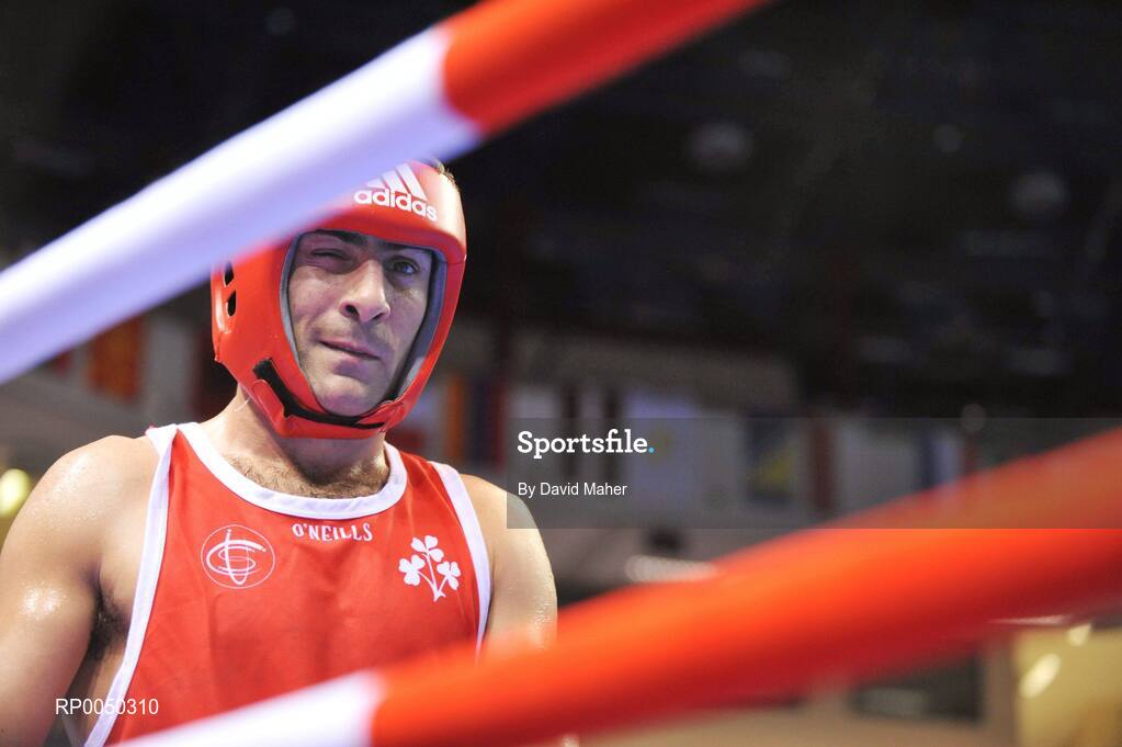 12 April 2008; Ireland's Kenneth Egan, Light Heavy weight 91kg, after his bout with Kennedy Katende, Sweden, at the final Olympic Qualifying tournament. Olympic Centre, Nikaia, Athens, Greece. Picture credit: David Maher / SPORTSFILE