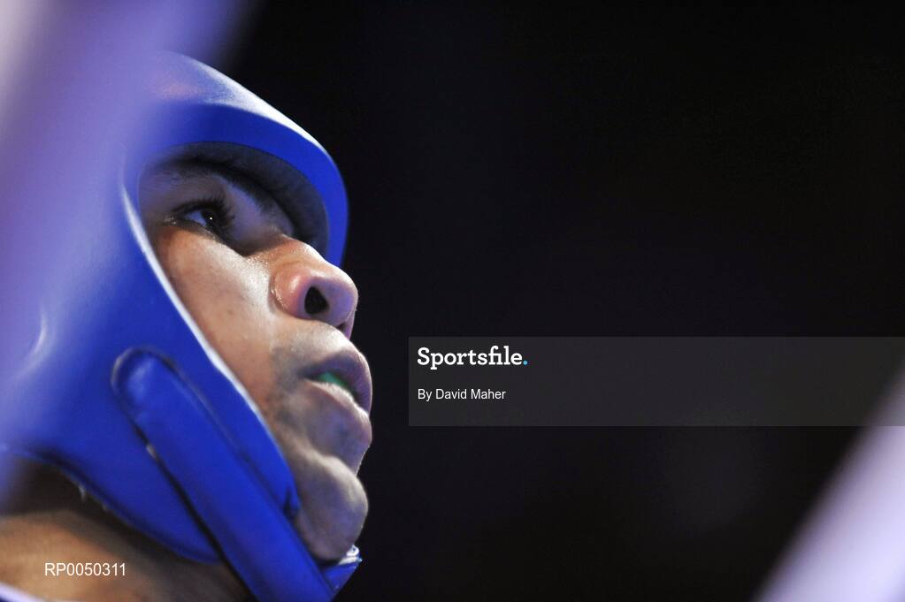 12 April 2008; Ireland’s Darren Sutherland, Middle Weight 75kg, during his bout against Jean Micheal Raymond, France, at the final Olympic Qualifying tournament. Olympic Centre, Nikaia, Athens, Greece. Picture credit: David Maher / SPORTSFILE