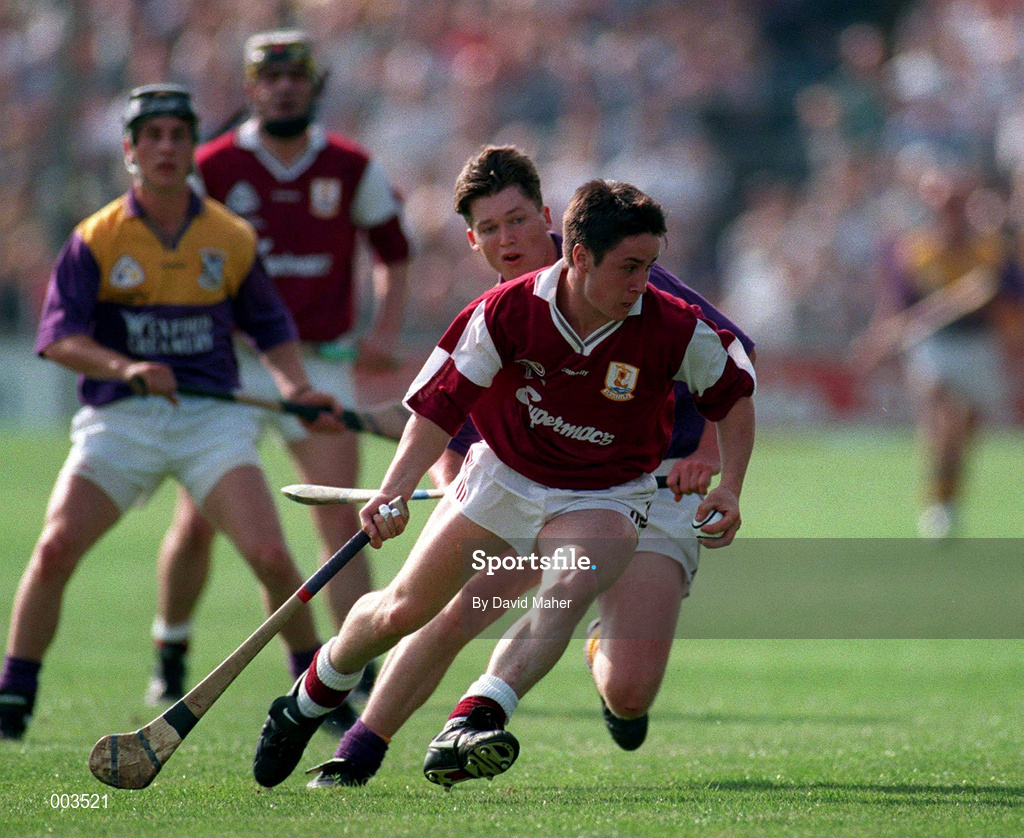 8 September 1996; Brian Higgins of Galway in action during the All-Ireland Under-21 Hurling Championship Final match between Galway and Wexford at Semple Stadium in Thurles, Tipperary. Photo by David Maher/Sportsfile