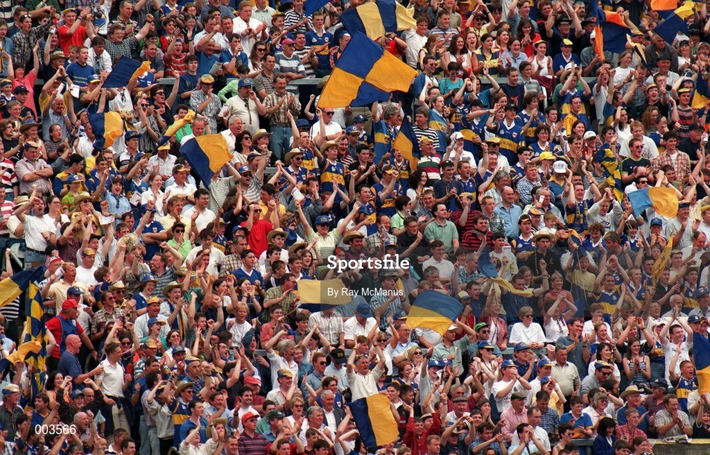 14 September 1997; Tipperary supporters during the GAA Munster Senior Hurling Championship Final match between Clare and Tipperary at Páirc Uí Chaoimh, Cork. Photo by Ray McManus/Sportsfile *** Local Caption ***