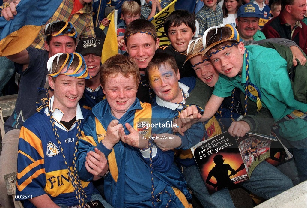 14 September 1997; Tipperary fans prior to the Guinness All Ireland Hurling Final match between Clare and Tipperary at Croke Park in Dublin. Photo by Ray McManus/Sportsfile