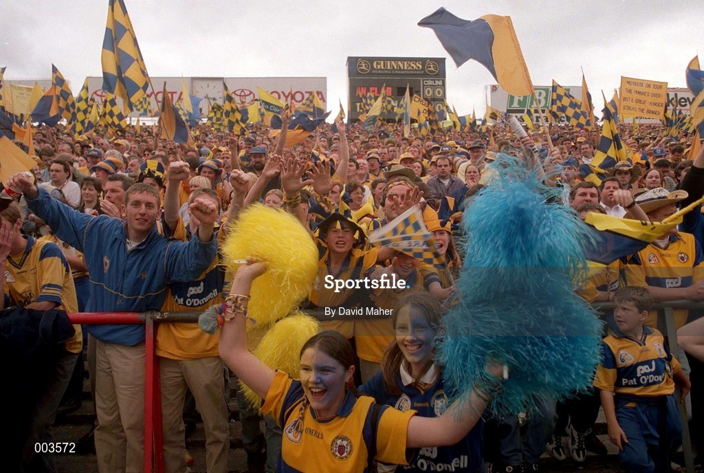 14 September 1997; Clare fans in the Canal End during the Guinness All Ireland Hurling Final match between Clare and Tipperary at Croke Park in Dublin. Photo by David Maher/Sportsfile