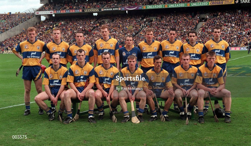 14 September 1997; The Clare team prior to the Guinness All Ireland Hurling Final match between Clare and Tipperary at Croke Park in Dublin. Photo by Ray McManus/Sportsfile