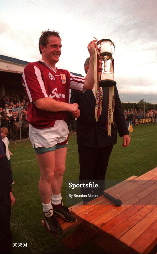 12 July 1997; Galway captain Joe Cooney receives the cup following the Guinness Connacht Senior Hurling Championship Final match between Roscommon and Galway at Athleague in Roscommon. Photo by Brendan Moran/Sportsfile
