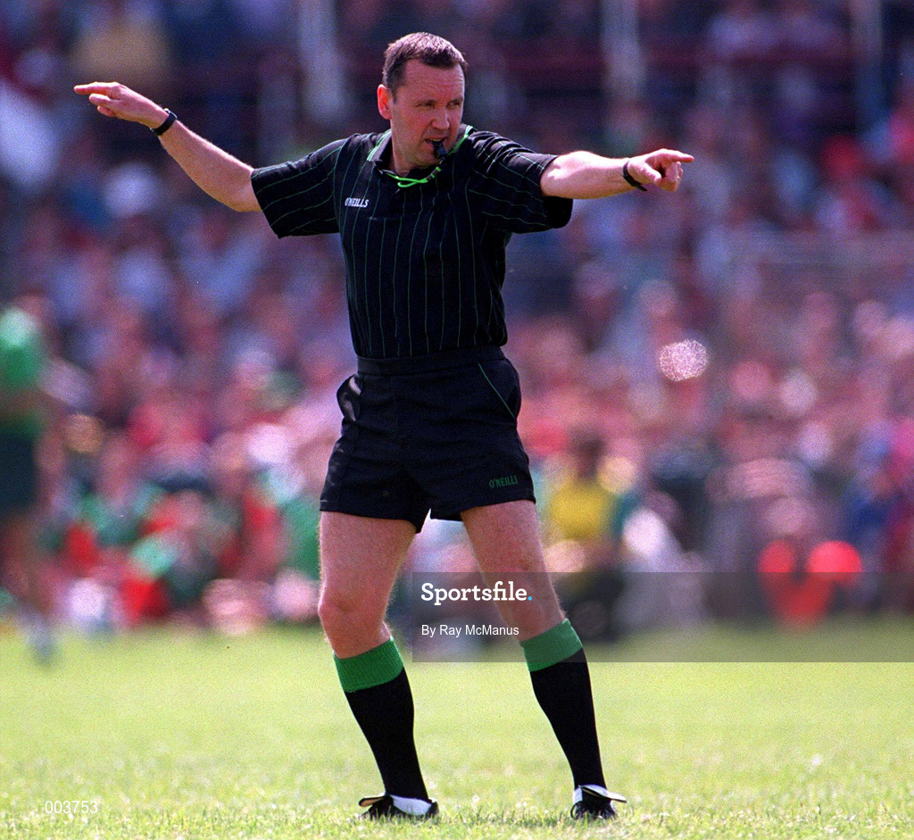 25 May 1997; Referee Eddie Neary during the GAA Football Senior Championship Quarter-Final match between Galway and Mayo at Tuam Stadium in Tuam, Galway. Photo by Ray McManus/Sportsfile