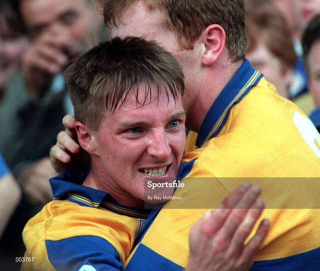 14 September 1997; James O'Connor of Clare celebrates after the Guinness All Ireland Hurling Final match between Clare and Tipperary at Croke Park in Dublin. Photo by Ray McManus/Sportsfile