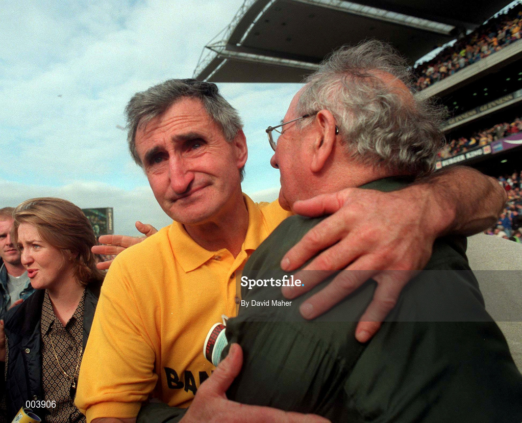 14 September 1997; Tipperary manager Len Gaynor is consoled by a fan following the Guinness All-Ireland Senior Hurling Championship Final between Clare and Tipperary at Croke Park in Dublin. Photo by David Maher/Sportsfile