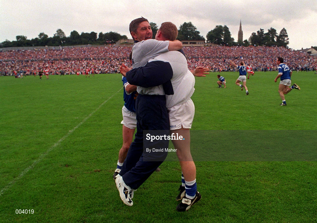 20 July 1997; Cavan manager Martin McHugh celebrates following the Ulster GAA Football Senior Championship Final match between Cavan and Derry at St. Tiernach's Park in Clones, Monaghan. Photo by David Maher/Sportsfile
