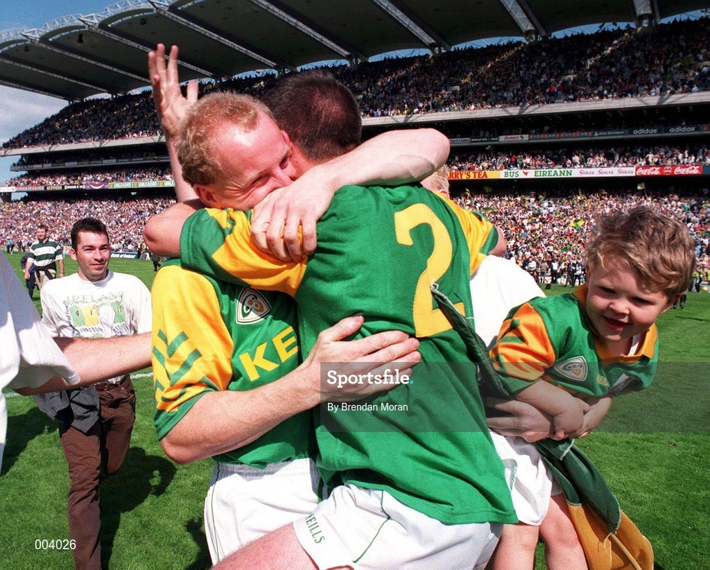15 June 1997; Martin O'Connell, left, and Mark O'Reilly of Meath celebrate after the GAA Senior Football Championship Quarter-Final match between Meath and Dublin at Croke Park in Dublin. Photo by Brendan Moran/Sportsfile