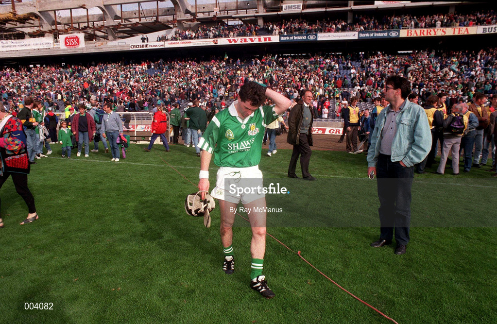 4 September 1994; Mike Galligan of Limerick leaves the field following his side's defeat in the All-Ireland Senior Hurling Championship Final match between Limerick and Offaly at Croke Park in Dublin. Photo by Ray McManus/Sportsfile