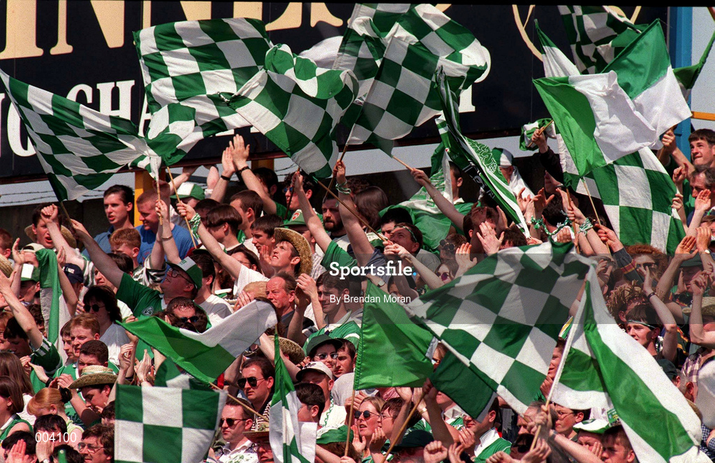 25 May 1997; Limerick supporters during the Munster Senior Hurling Championship Quarter-Final between Limerick and Waterford at Semple Stadium in Thurles, Tipperary. Photo by Brendan Moran/Sportsfile