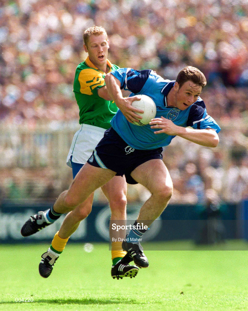 15 June 1997; Paul Bealin of Dublin in action against Graham Geraghty of Meath during the GAA Senior Football Championship Quarter-Final match between Meath and Dublin at Croke Park in Dublin. Photo by David Maher/Sportsfile