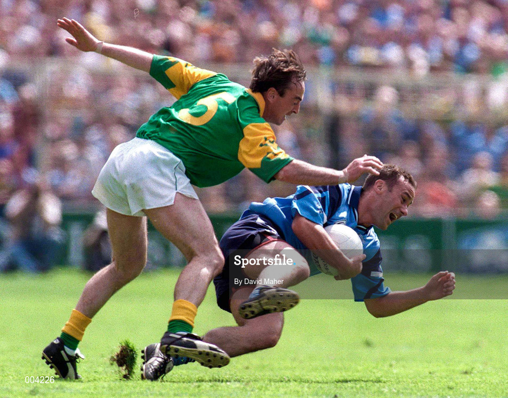 15 June 1997; Paul Curran of Dublin in action against Colm Coyle of Meath during the GAA Senior Football Championship Quarter-Final match between Meath and Dublin at Croke Park in Dublin. Photo by David Maher/Sportsfile