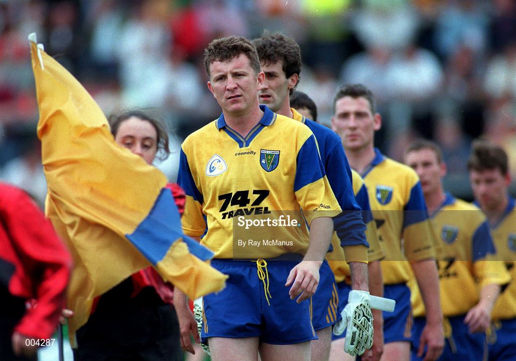 23 June 1996; Roscommon captain David O'Connor leades his team in the parade ahead of the Bank of Ireland Connacht Senior Football Championship Semi-Final match between Roscommon and Mayo at Dr Hyde Park in Roscommon. Photo by Ray McManus/Sportsfile