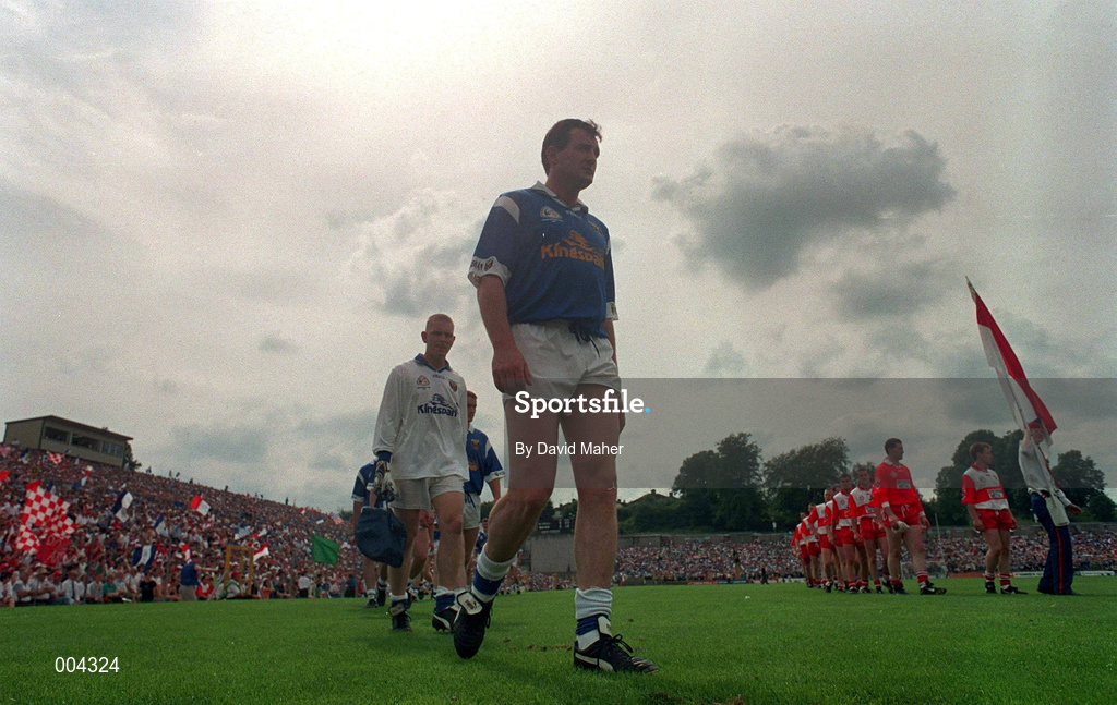 20 July 1997; Cavan captain Stephen King leads his team in the parade prior to the Ulster GAA Football Senior Championship Final match between Cavan and Derry at St. Tiernach's Park in Clones, Monaghan. Photo by David Maher/Sportsfile
