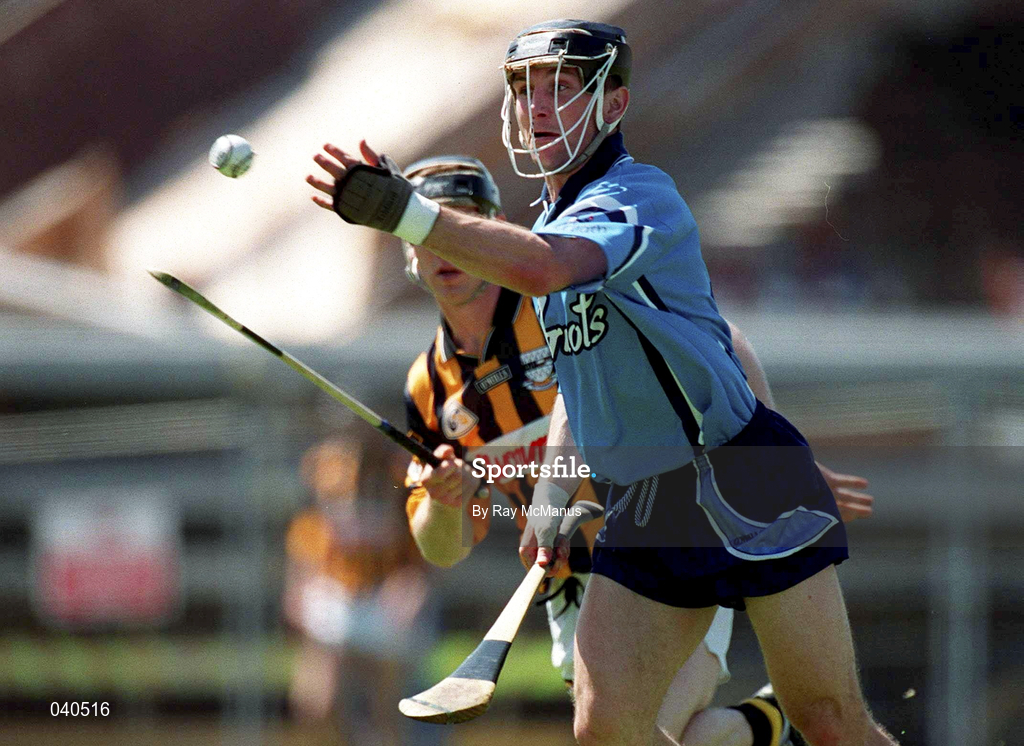 18 June 2000; David Sweeney of Dublin in action against Denis Byrne of Kilkenny during the Guinness Leinster Senior Hurling Championship Semi-Final match between Kilkenny and Dublin at Croke Park in Dublin. Photo by Ray McManus/Sportsfile