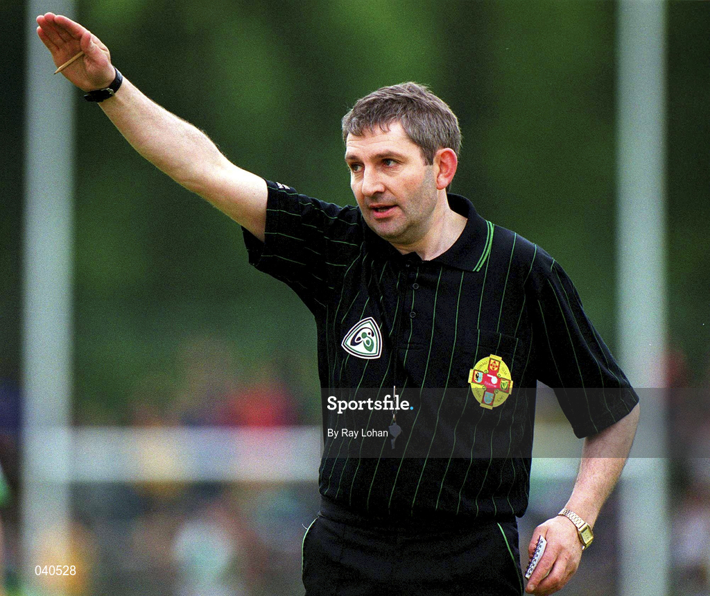11 June 2000; Referee Des Joyce during the Bank of Ireland Ulster Senior Football Championship Quarter-Final match between Donegal and Fermanagh at MacCumhaill Park in Ballybofey, Donegal. Photo by Ray Lohan/Sportsfile