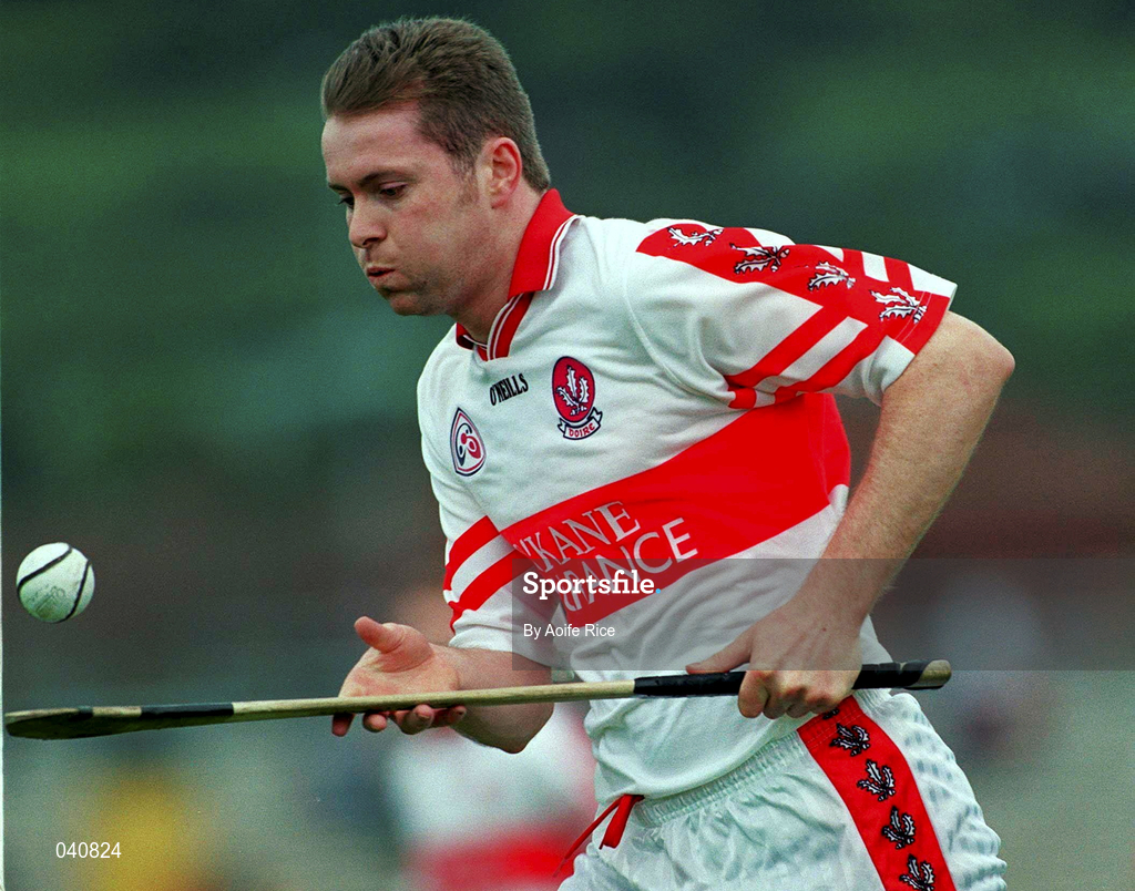 11 June 2000; John O'Dwyer of Derry during the Guinness Ulster Senior Hurling Championship Semi-Final between Derry and Down at Casement Park in Belfast, Antrim. Photo by Aoife Rice/Sportsfile