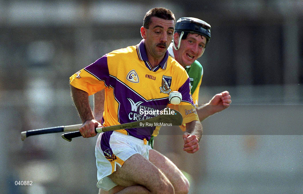 18 June 2000; Martin Storey of Wexford in action against Brian Whelahan of Offaly during the Guinness Leinster Senior Hurling Championship Semi-Final match between Offaly and Wexford at Croke Park in Dublin. Photo by Ray McManus/Sportsfile