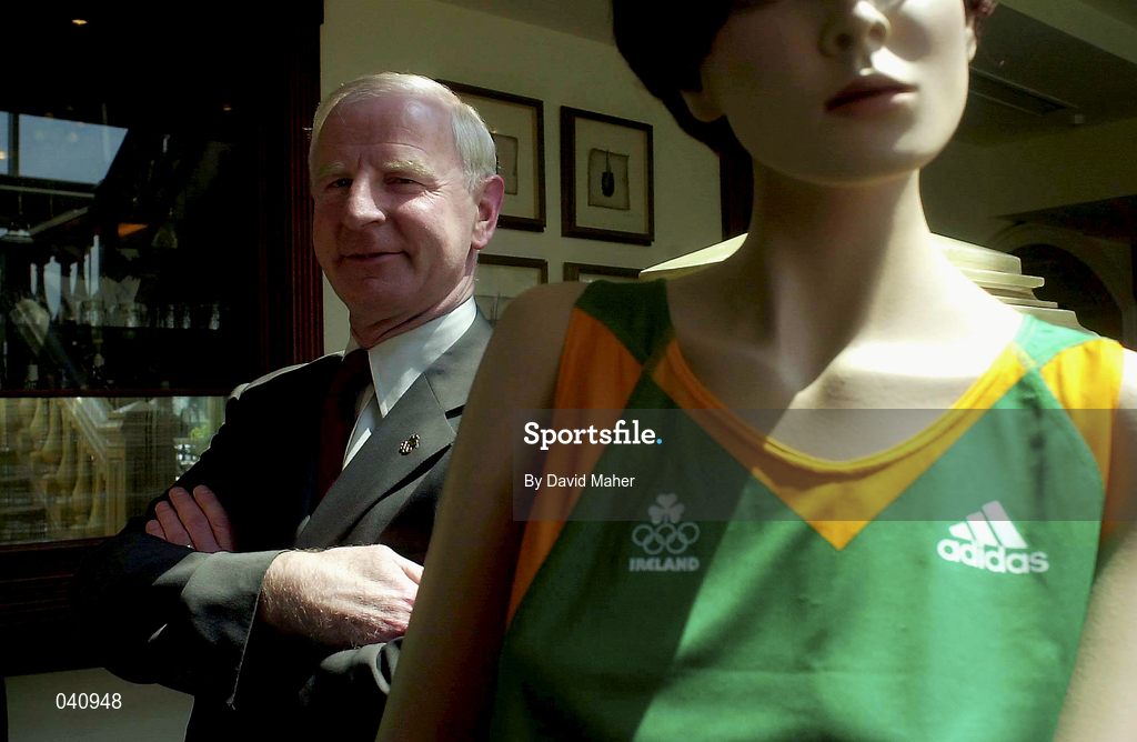 28 June 2000; President of the Olympic Council of Ireland Pat Hickey poses for a portrait at the official launch at the Raddisson Hotel, Dublin, of the new adidas Irish Olympic team kit for the Sydney 2000 Summer Olympic Games. Photo by David Maher/Sportsfile