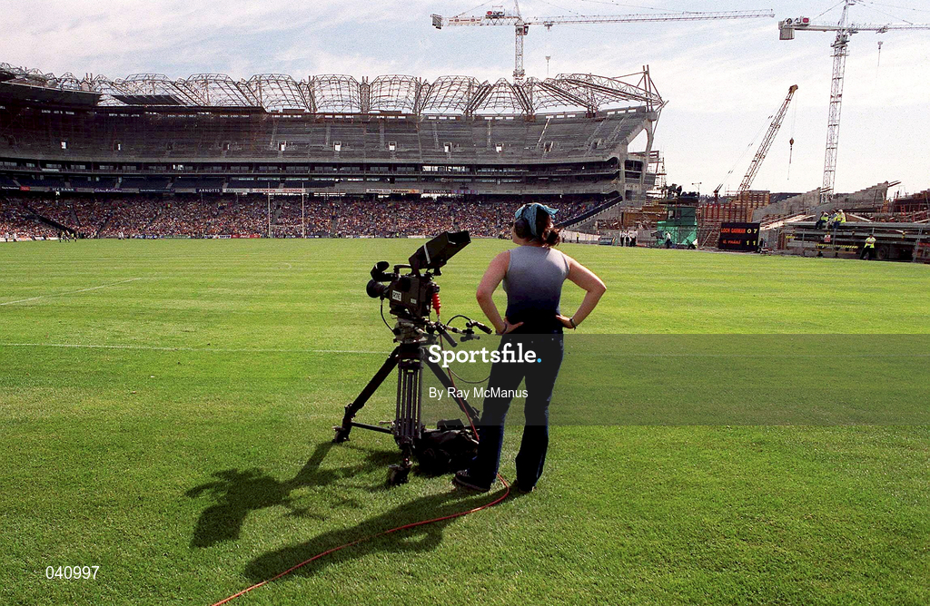 18 June 2000; A pitchside TV camera during the Guinness Leinster Senior Hurling Championship Semi-Final match between Offaly and Wexford at Croke Park in Dublin. Photo by Ray McManus/Sportsfile