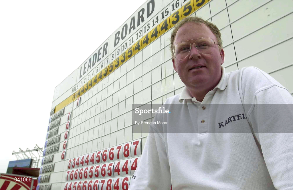 30 June 2000; Brendan McGovern of Ireland pictured at the leaderboard during the second day of the Murphy's Irish Open Golf Championship at Ballybunion Golf Club in Kerry. Photo by Brendan Moran/Sportsfile