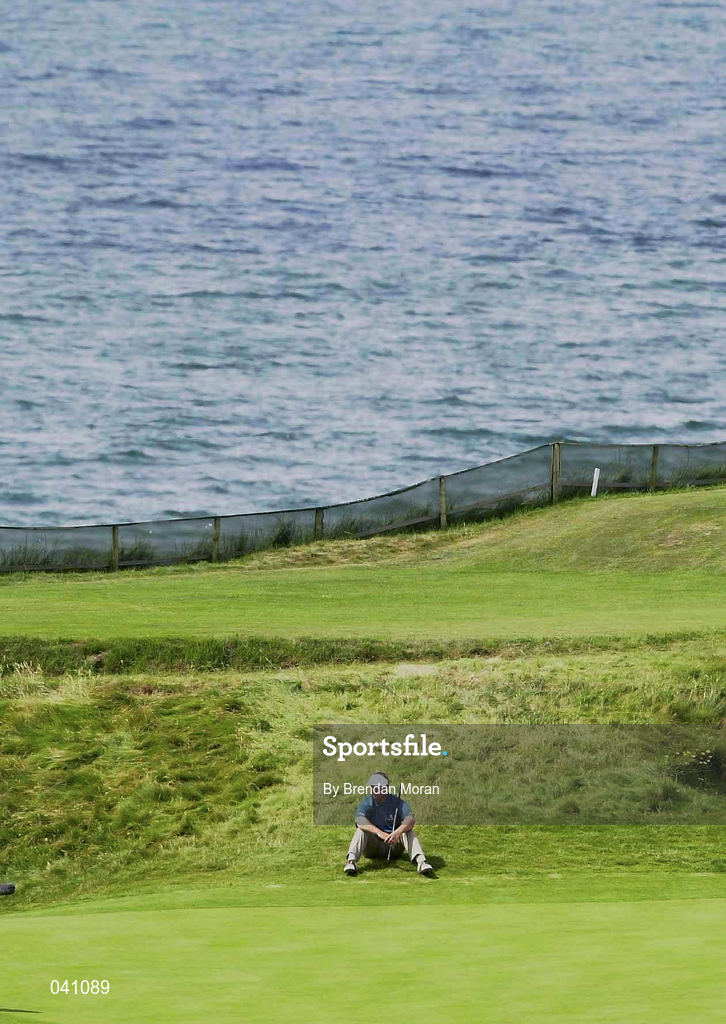 29 June 2000; Darren Clarke of Northern Ireland takes a break on the 10th green during the first day of the Murphy's Irish Open Golf Championship at Ballybunion Golf Club in Kerry. Photo by Brendan Moran/Sportsfile