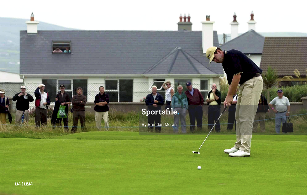 30 June 2000; Rolf Muntz of the Netherlands putts on the 17th green watches by spectators both inside and outside the course  during the second day of the Murphy's Irish Open Golf Championship at Ballybunion Golf Club in Kerry. Photo by Brendan Moran/Sportsfile