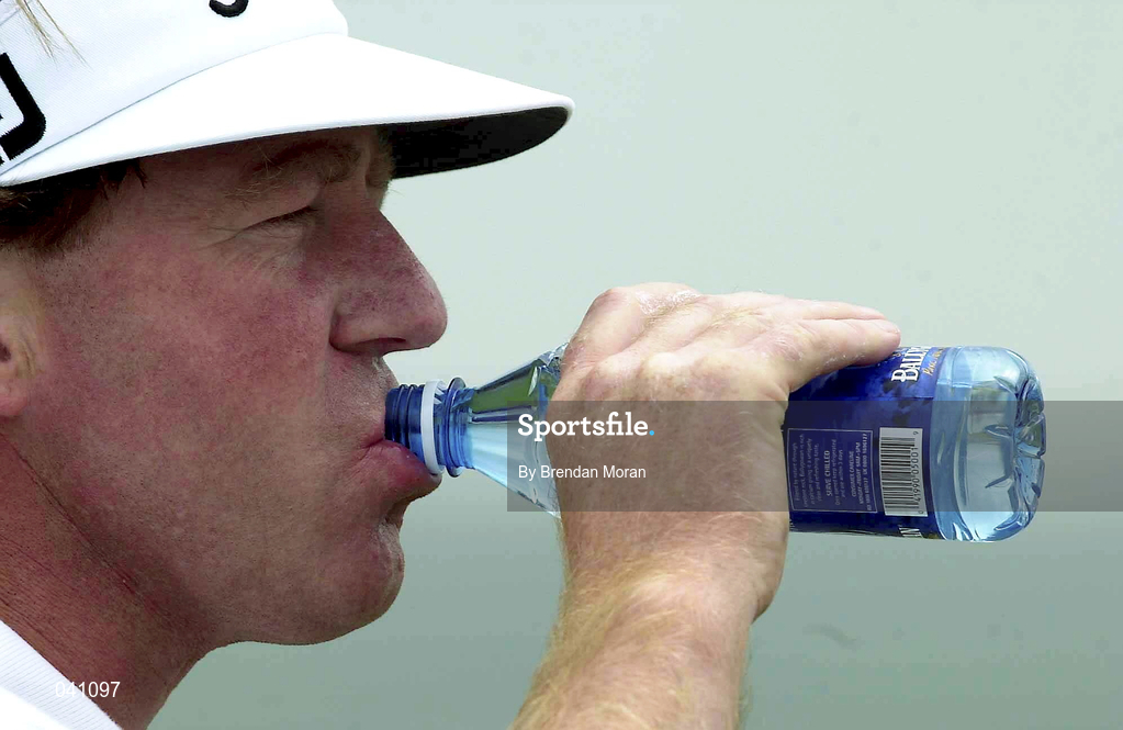30 June 2000; Philip Walton of Ireland takes a drink on the 8th tee box during the second day of the Murphy's Irish Open Golf Championship at Ballybunion Golf Club in Kerry. Photo by Brendan Moran/Sportsfile
