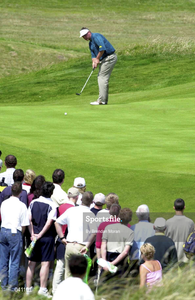 29 June 2000; Darren Clarke of Northern Ireland putts on the eighth green during the first day of the Murphy's Irish Open Golf Championship at Ballybunion Golf Club in Kerry. Photo by Brendan Moran/Sportsfile