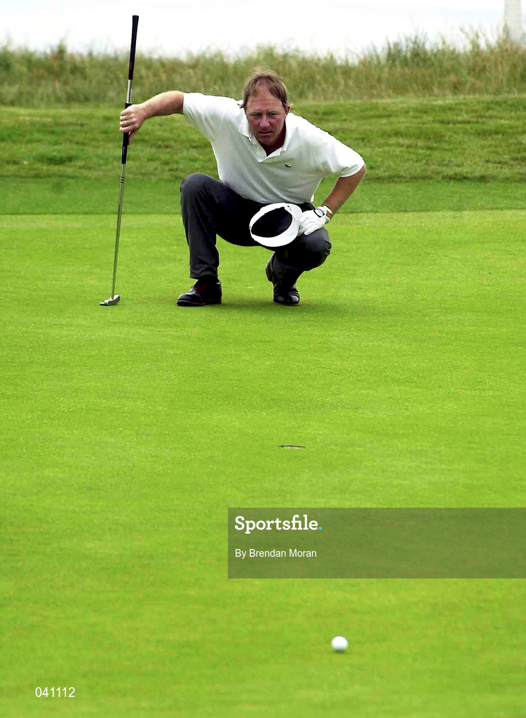 30 June 2000; Philip Walton of Ireland lines up a putt on the 5th green during the second day of the Murphy's Irish Open Golf Championship at Ballybunion Golf Club in Kerry. Photo by Brendan Moran/Sportsfile