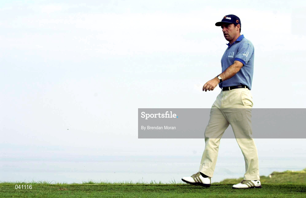 29 June 2000; Paul McGinley of Ireland makes his way onto the third tee box during the first day of the Murphy's Irish Open Golf Championship at Ballybunion Golf Club in Kerry. Photo by Brendan Moran/Sportsfile