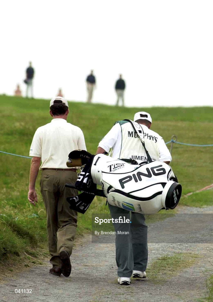 29 June 2000; Miguel Angel Jiminez of Spain makes his way back to the clubhouse after retiring while on the 15th tee box during the first day of the Murphy's Irish Open Golf Championship at Ballybunion Golf Club in Kerry. Photo by Brendan Moran/Sportsfile