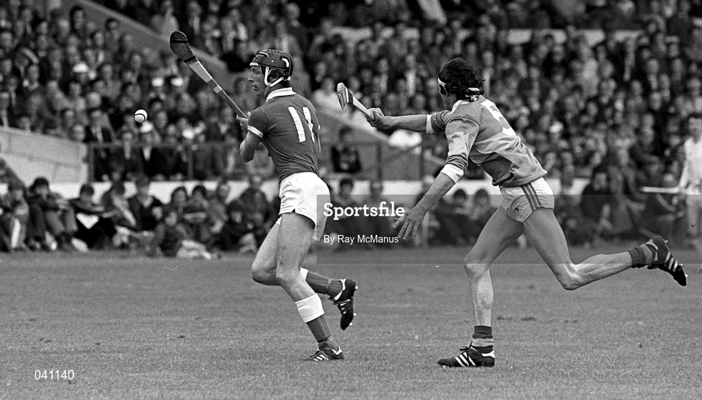 22 June 1980; Pat Horgan of Cork in action against Pat Fitzell of Tipperary during the Munster Senior Hurling Championship Semi-Final match between Tipperary and Cork at Semple Stadium in Thurles, Tipperary. Photo by Ray McManus/Sportsfile