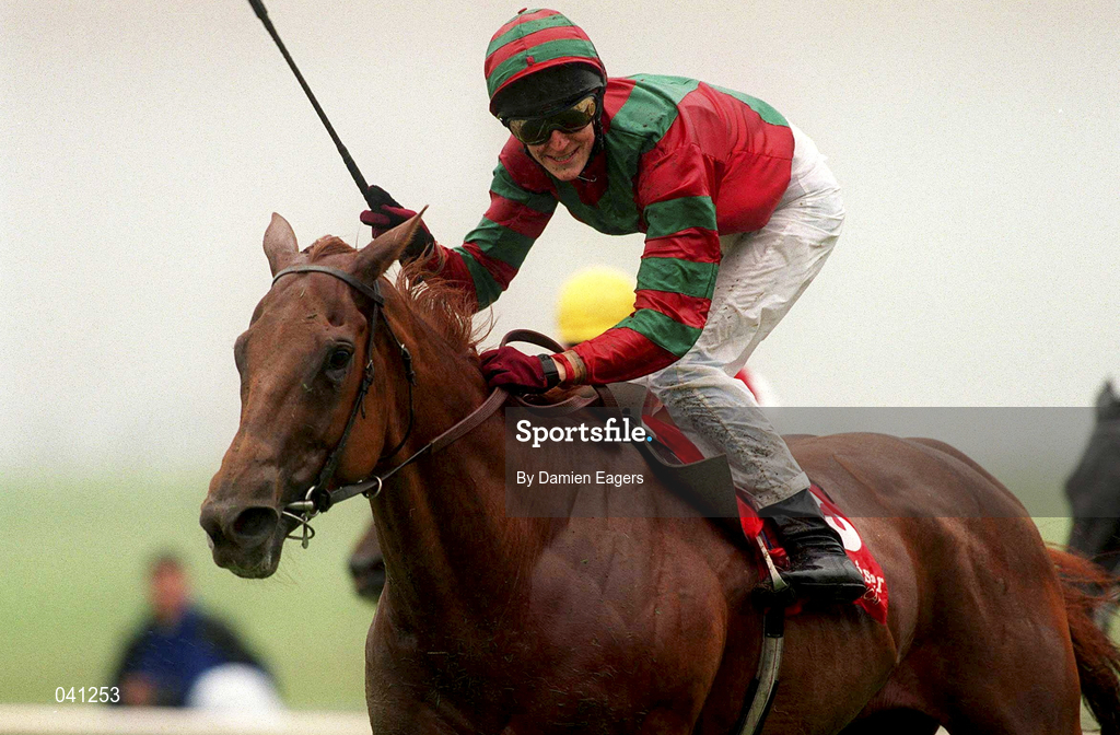 1 July 2000; Rush Brook, with Francis Berry up, celebrates winning The Budweiser Guinness Handicap at The Curragh Racecourse in Kildare. Photo by Damien Eagers/Sportsfile