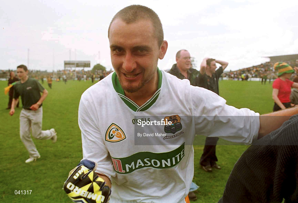 2 July 2000; Gareth Phelan of Leitrim celebrates after victory in the Bank of Ireland Connacht Senior Football Championship Semi-Final match between Roscommon and Leitrim in Dr. Hyde Park in Roscommon. Photo by David Maher/Sportsfile