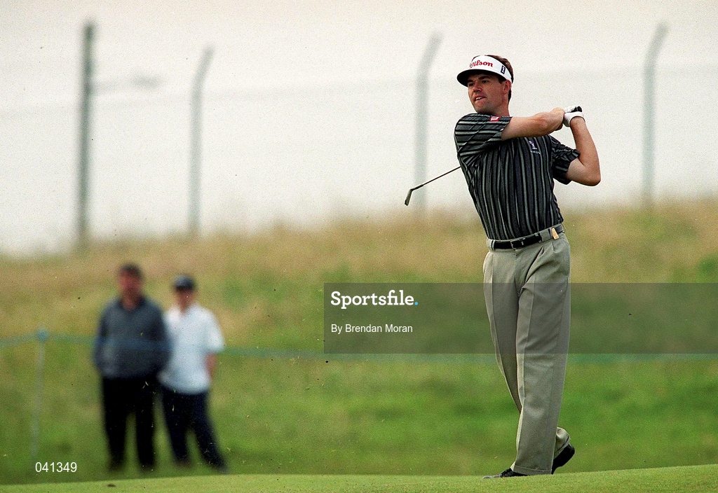 30 June 2000; Padraig Harrington of Ireland watches his approach shot to the 14th green during the second day of the Murphy's Irish Open Golf Championship at Ballybunion Golf Club in Kerry. Photo by Brendan Moran/Sportsfile