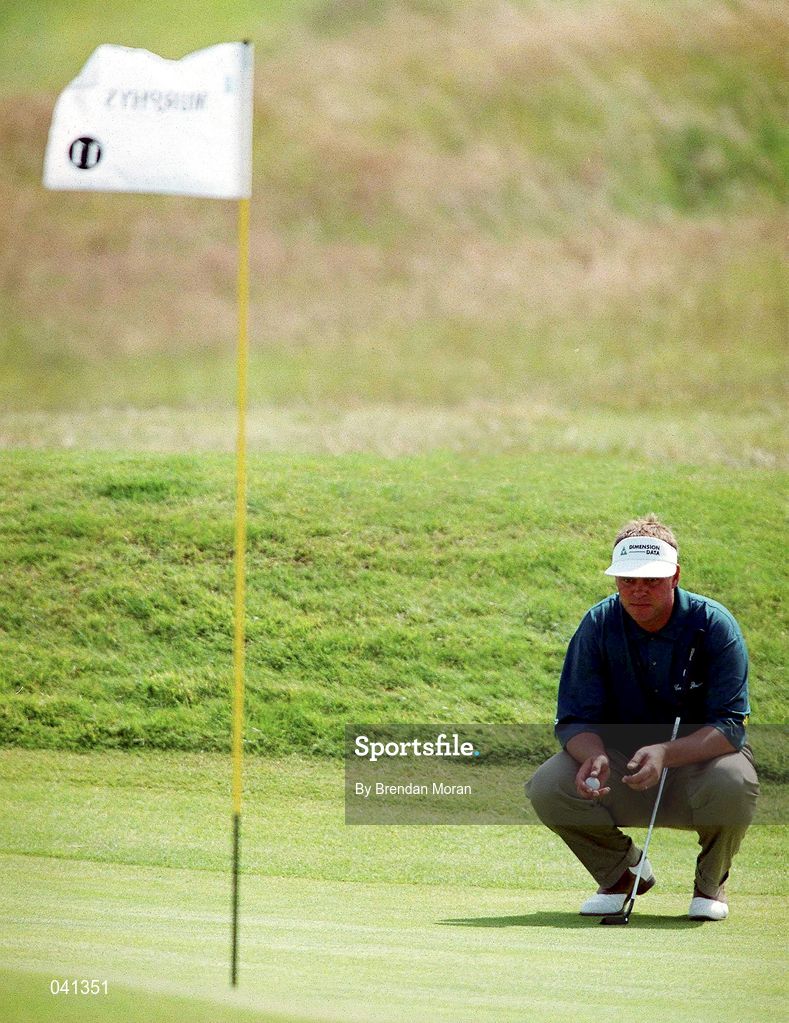30 June 2000; Darren Clarke of Northern Ireland waits his turn to putt on the 11th green during the second day of the Murphy's Irish Open Golf Championship at Ballybunion Golf Club in Kerry. Photo by Brendan Moran/Sportsfile