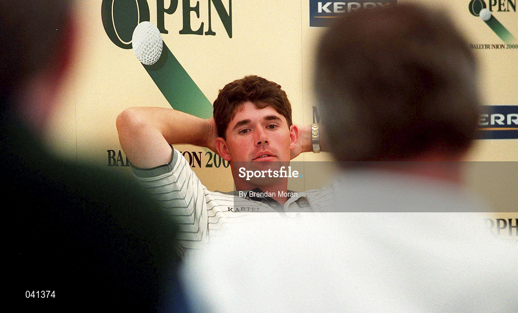 30 June 2000; Padrai Harrington of Ireland attending a press conference during the second day of the Murphy's Irish Open Golf Championship at Ballybunion Golf Club in Kerry. Photo by Brendan Moran/Sportsfile