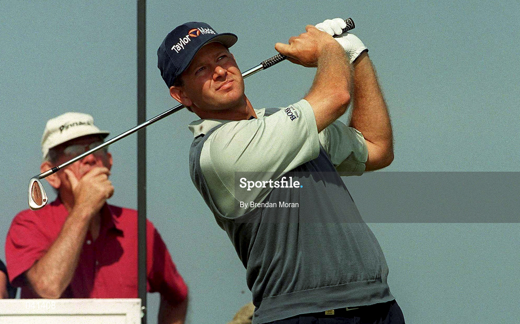 30 June 2000; Retief Goosen of South Africa watches his shot from the third tee box during the second day of the Murphy's Irish Open Golf Championship at Ballybunion Golf Club in Kerry. Photo by Brendan Moran/Sportsfile
