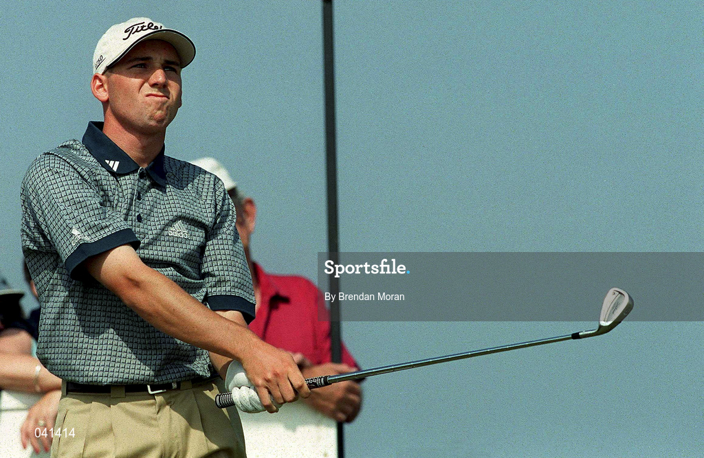 30 June 2000; Sergio Garcia of Spain watches his shot from the third tee box during the second day of the Murphy's Irish Open Golf Championship at Ballybunion Golf Club in Kerry. Photo by Brendan Moran/Sportsfile