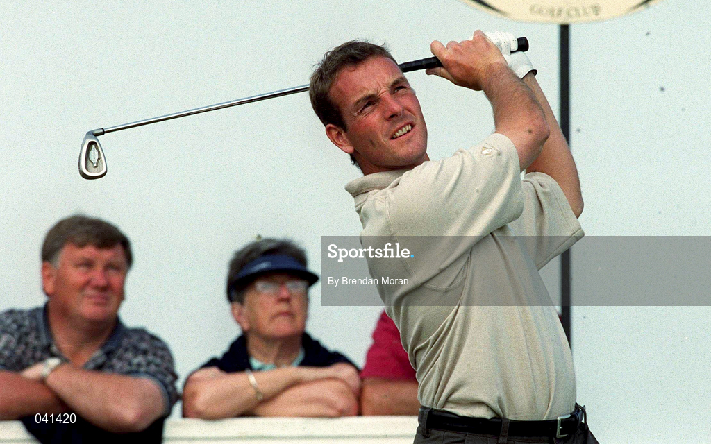 30 June 2000; David Higgins of Ireland watches his shot from the third tee box during the second day of the Murphy's Irish Open Golf Championship at Ballybunion Golf Club in Kerry. Photo by Brendan Moran/Sportsfile