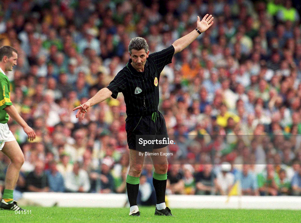 18 June 2000; Referee Mick Curley during the Bank of Ireland Munster Senior Football Championship Semi-Final match between Kerry and Cork at Fitzgerald Stadium in Killarney, Kerry. Photo by Damien Eagers/Sportsfile