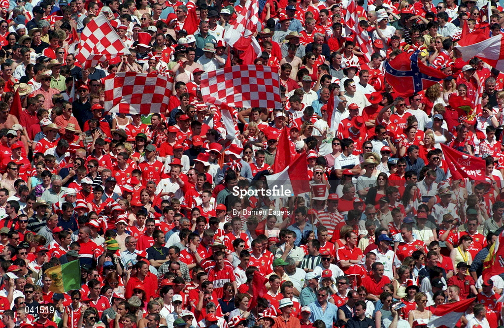 18 June 2000; Cork fans during the Bank of Ireland Munster Senior Football Championship Semi-Final match between Kerry and Cork at Fitzgerald Stadium in Killarney, Kerry. Photo by Damien Eagers/Sportsfile