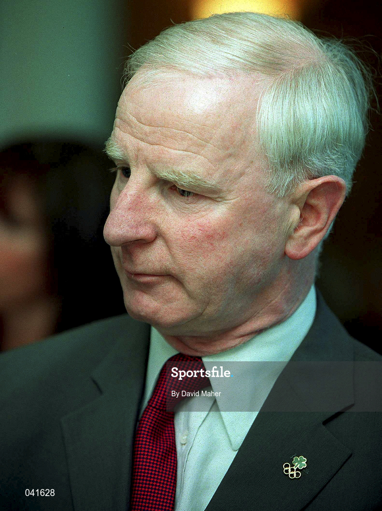 28 June 2000; President of the Olympic Council of Ireland Pat Hickey at the official launch at the Raddisson Hotel, Dublin, of the new adidas Irish Olympic team kit for the Sydney 2000 Summer Olympic Games. Photo by David Maher/Sportsfile