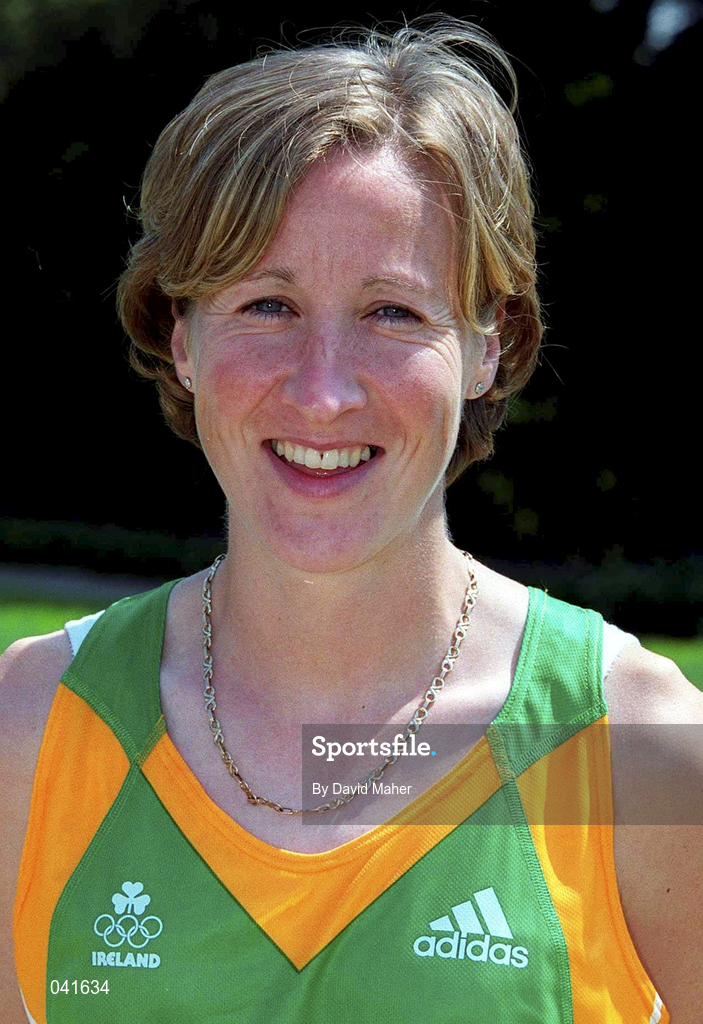 28 June 2000; Athlete Catherina McKiernan poses for a portrait at the official launch at the Raddisson Hotel, Dublin, of the new adidas Irish Olympic team kit for the Sydney 2000 Summer Olympic Games. Photo by David Maher/Sportsfile