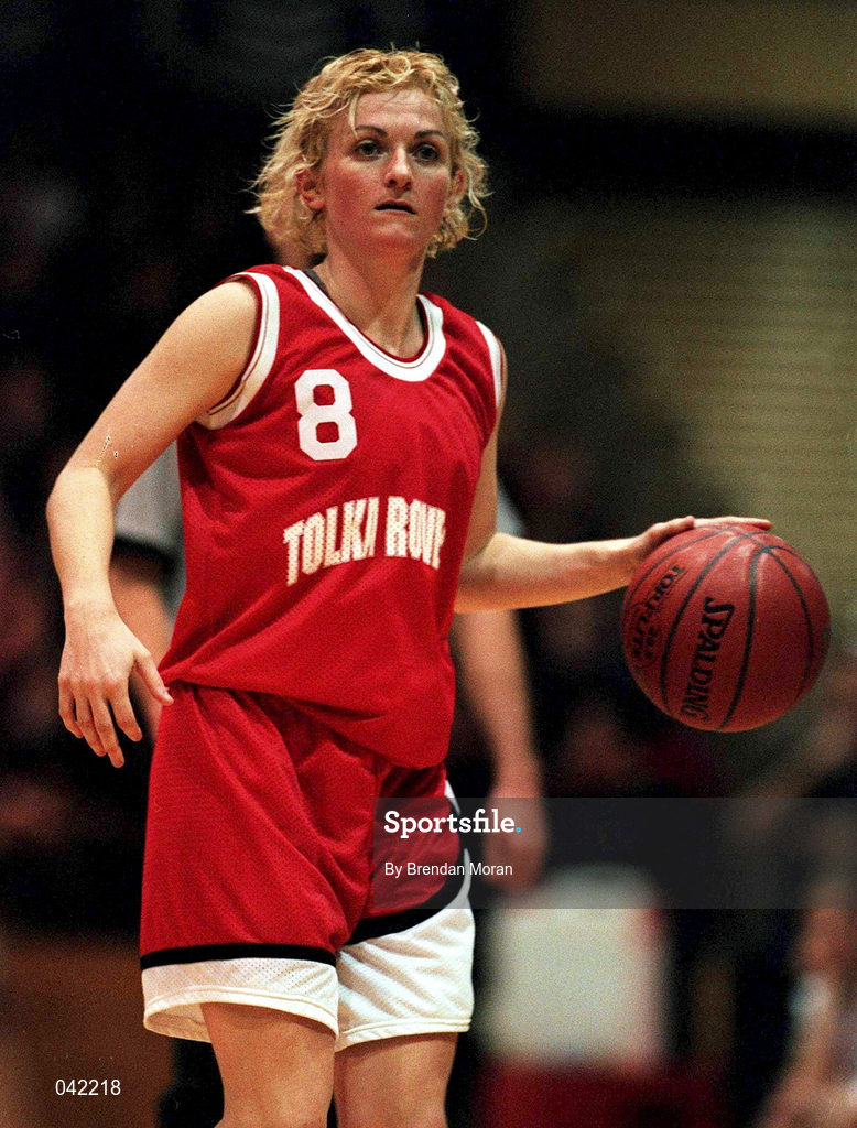 28 January 2000; Angie McNally of Tolka Rovers during the Senior Women's Sprite Cup Semi-Final between Tolka Rovers and Meteors at the National Basketball Arena in Tallaght, Dublin. Photo By Brendan Moran/Sportsfile